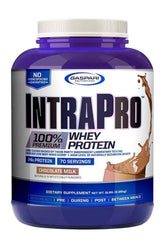 Gaspari Nutrition IntraPro 100% Whey Protein in Chocolate Milk flavor, 24g protein per serving, 70 servings.